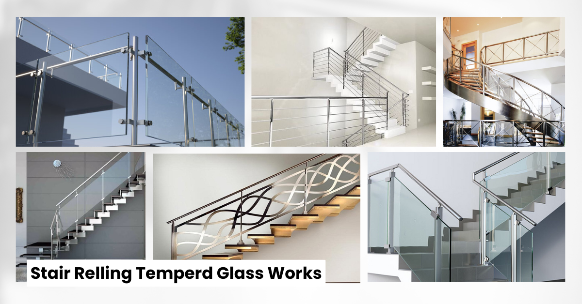Stair Railing Tempered Glass Work
