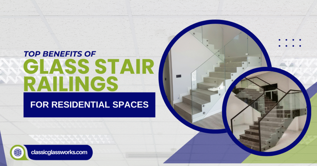 Interior glass stair railings