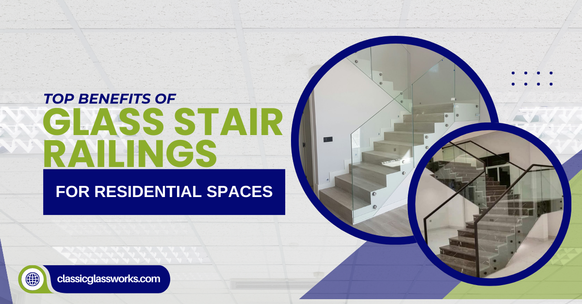 Interior glass stair railings