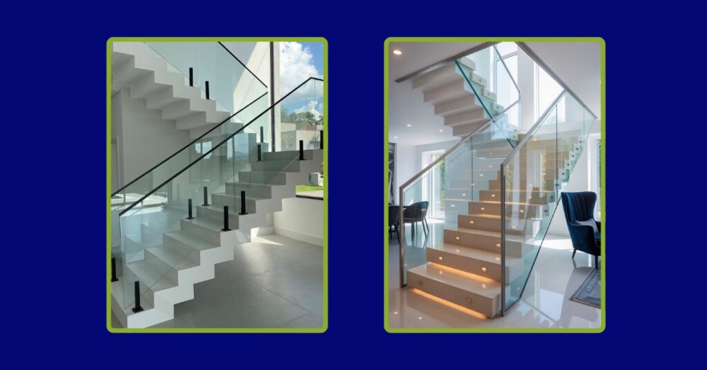Glass railing design for homes